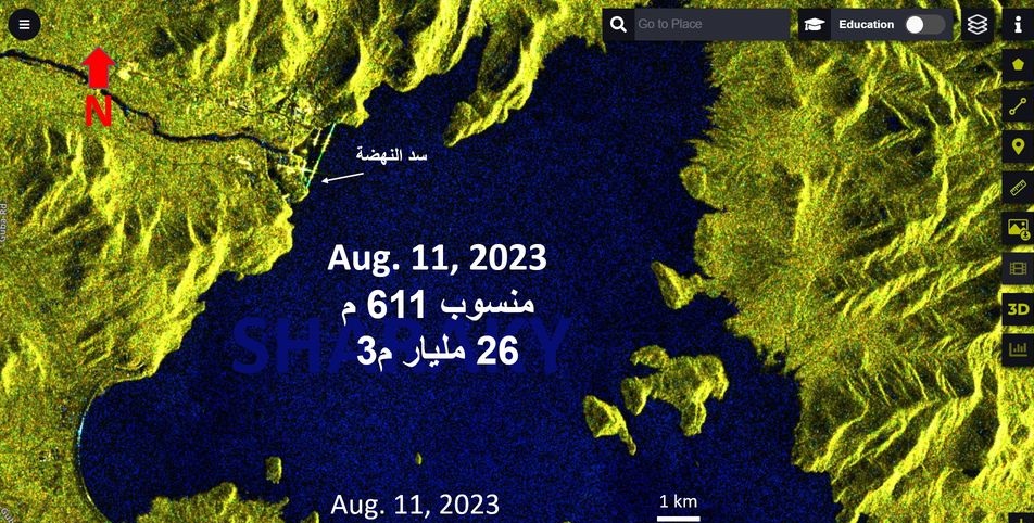 منسوب المياه في سد النهضة