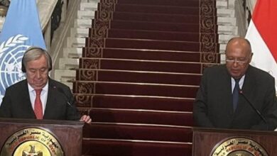 الأمين العام للأمم المتحدة مع وزير الخارجية المصرية
