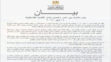 البيان المشترك بين مصر والصين