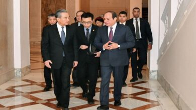 الرئيس السيسي مع وزير الخارجية الصيني