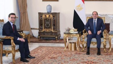 الرئيس السيسي مع وزير الخارجية الفرنسي
