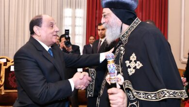 جانب من زيارة رئيس مجلس القضاء الأعلى للبابا تواضروس الثاني