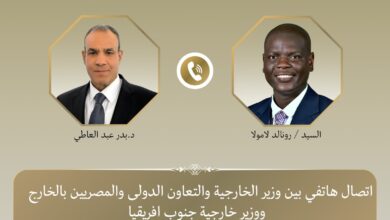 اتصال هاتفي رفيع المستوى لتعزيز العلاقات المصرية الأفريقية وبحث سبل خفض التصعيد الإقليمي ودعم السيادة اللبنانية والقضية الفلسطينية في ظل الأزمات الراهنة.